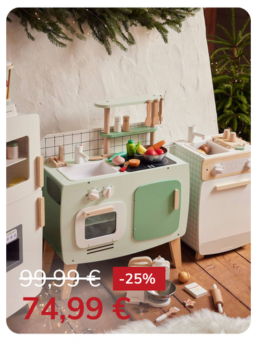 Retro-Spielküche, Küche aus Holz FSC® - grün/natur